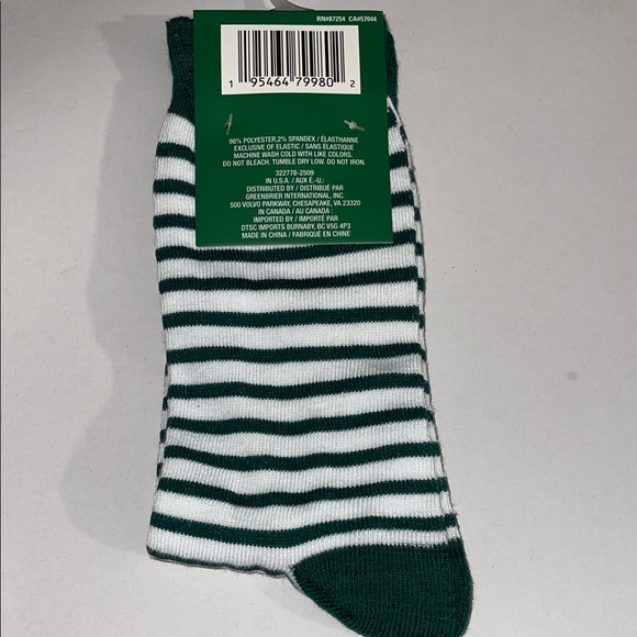 Men’s St. Patrick’s Day Green and White Striped Crew Socks With Clover - Picture 3 of 4